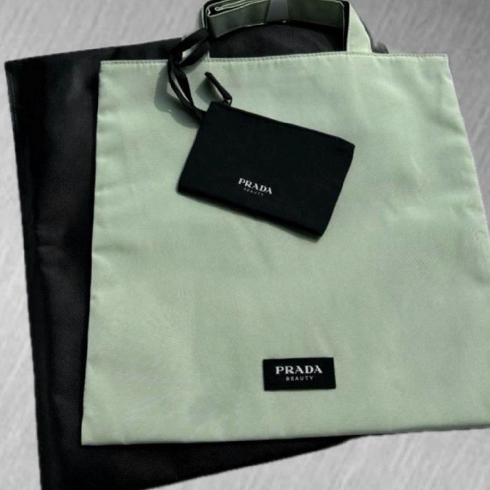 Prada makeup reversible Mint Green/ Black Tote Bag